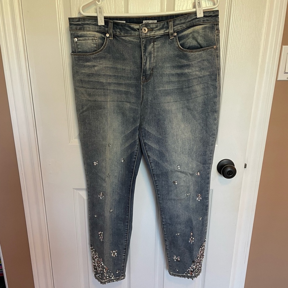 Women’s Tribal Crystal Embellished Blue Jeans